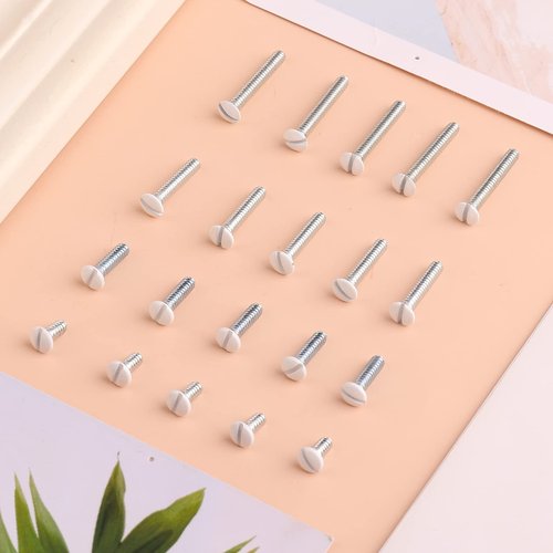 KINBOM 120pcs Wall Plate Screws, 4 Length Sizes 6-32 Thread Wall Panel Socket Screws Outlet Cover Screws Light Switch Cover Screw Replacement Electrical Screw for Wall Plate (White)