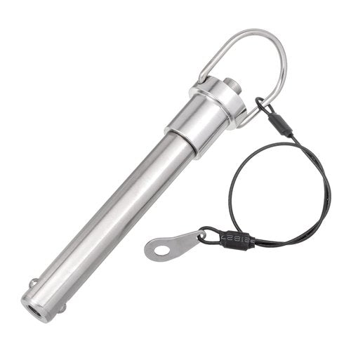 HALLMERS 15mm Pin Diameter 80mm Usable Length Quick Release Ball Head Pin Lock with 260mm Retaining Wire Cable - Stainless Steel - Self Locking Fasten Security Bolt Accessory Push Pull Fastening Tool