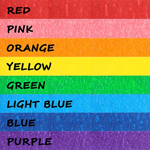 Hutou Bright Rainbow Colored Masking Tape - 8 Rolls, 0.6 Inch x 16 Yard, Waterproof & Removable