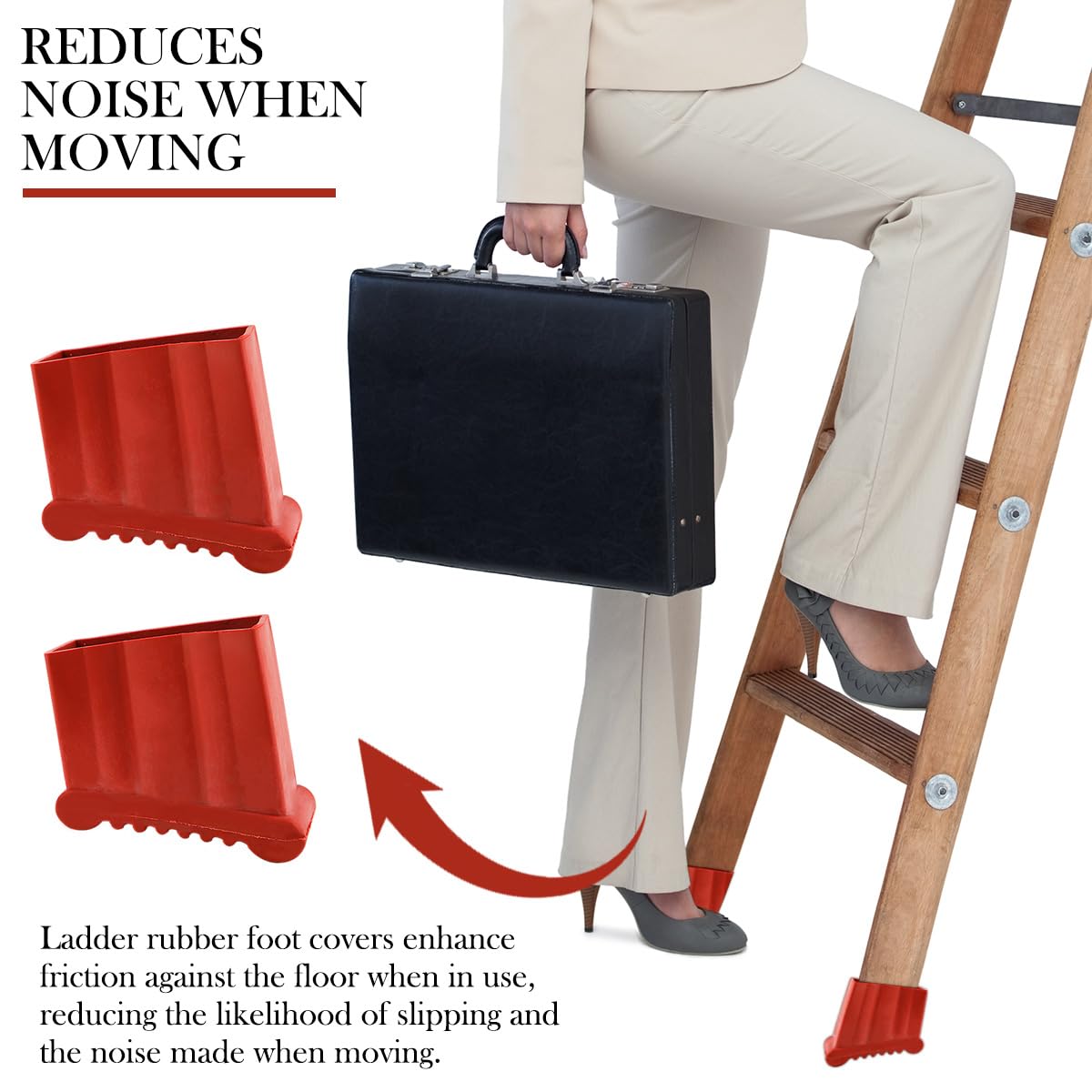 2 Pcs Ladder Non Slip Feet Covers, Thickened Furniture Rubber Foot Cushion Non-Slip Telescopic Ladder Rubber Protective Cushion Ladder Foot Cushion Cover Accessories