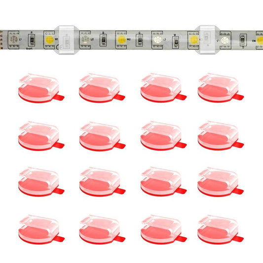 ATB- Clear LED Strip Light Mounting Clips,100 Pack Self-Adhesive Brackets Holders for10mm 12mm Waterproof LED Strips, USB Cable Management Clips for Wires Under 0.12 Inch Diameter, Strong V-HB Tape