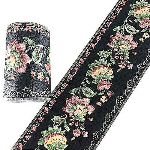 Simplemuji 5 Meters Black Lantern Flower Self-Adhesive Wallpaper Border PVC Wall Covering Borders Bathroom Kitchen Tiles Decor Sticker