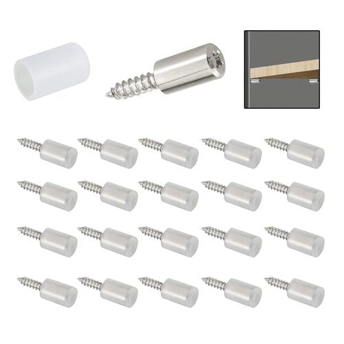 20 Pcs Self Tapping Screws Cabinet Laminate Support, Shelf Pins with Non-Slip Sleeve, Cabinet Shelf Pegs for Kitchen Utensils, Bookcases and Wardrobes, Fixed Support Self - Tapping Cross Screw
