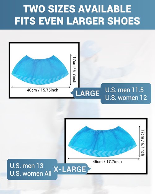 Buself X-Large 100 Count Shoe Covers Disposable Non-Slip, Premium Cloth Boot Covers, Slip-resistant, Durable, Breathable, Non-toxic, Recyclable, Stretchable Fits Up to Size 13 US Men - Blue