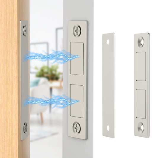 Magnetic Door Catch, Jiayi 30 LB Cabinet Door Magnetic Catch Heavy Duty, 2 Pack Magnets Door Closer, Screw on Magnet Closet Door Catch, Double Drawer Magnets Latch for Wardrobe Cabinets Closing