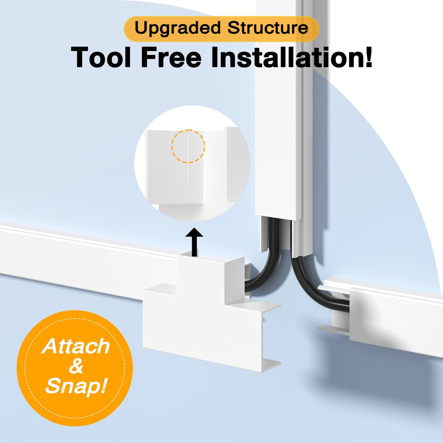 Delamu 157in Cord Hider Wall, TV Cable Hider Cord Covers for Wires on Wall, Large Cable Management Raceway, Paintable Wire Hiders Wire Covers for Cords for TV on Walls, 10 X L15.7 W1.18 H0.6in, White