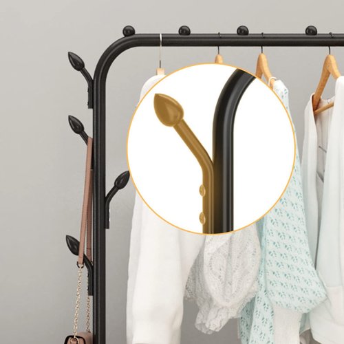 Rodiuiu Wardrobe Closet, Portable Clothing Rack for Hanging Clothes,Clothing Storage Shelf,with Storage Shelves,for Cloakroom Bedroom, Design Good Load Bearing Non-Slip Corrosion Resistant Black