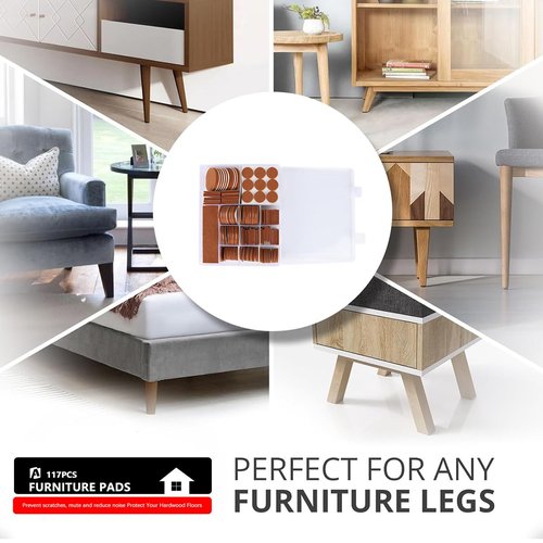 Felt Furniture Pads, 216 PCS Premium Furniture Pads, Self-Adhesive Wooden Hardwood Floor Non-Slip Stick-On Protectors with Box, Brown