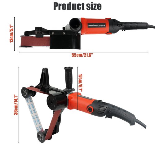 BBTEQEKN Pipe Tube Polisher Sander, 110V 800W Pipe Belt Sander with 6 Variable Speeds 500-10000rpm, Handheld Grinding Sanding Tool with 50PCS Sanding Belts for Burnishing Finishing Rust Removal