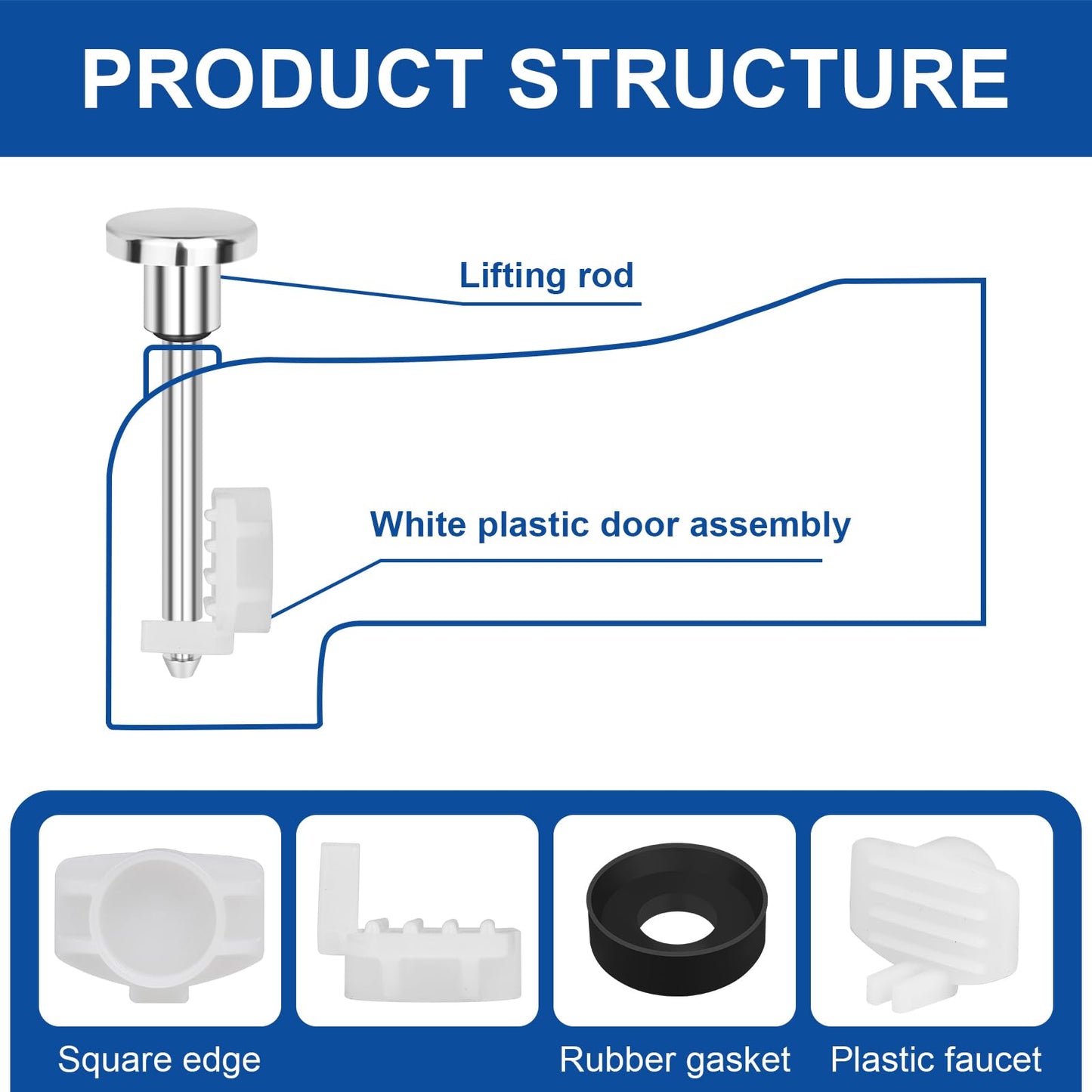 LEETAT 2 Set Universal Tub Spout Diverter Repair Kit, Bathroom Shower Bathtub Leaky Faucet Repair Replacement Parts, Includes 2*Diverter Valve Stems, 2*Gates and 2*Cup Seals (Chrome)