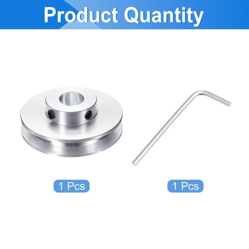uxcell 1Pcs Single Groove Pulley, 12mm Fixed Bore 50mm Outer Diameter Aluminum Alloy Mechanical Belt Pulley with Hex Wrench for 6mm PU Round Belt