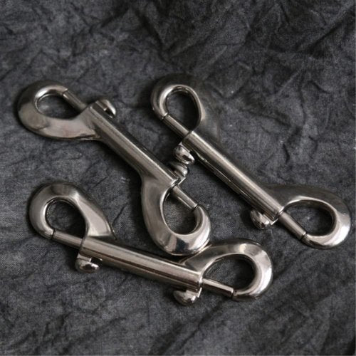 JLEivvi 2 Pcs Double Ended Lead for Dogs, Bolt Snap Hooks Zinc Alloy Double End Clip Silver Diving Clip Trigger Snaps for Diving Dog Leash Key Chain Horse Tack Pet Feed Buckets