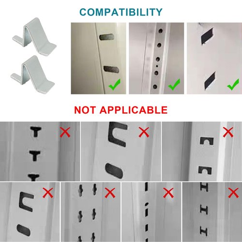 10 Pcs Shelf Clips, Stainless Steel Adjustable Shelves Brackets, Heavy Duty Metal Shelving Supports Clip for Adjustable Shelf Pilasters, Compatible with Sandusky Metal Cabinet, Silver
