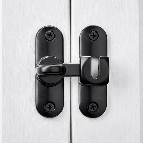 INIRET Black Barn Door Latches,90/180 Degree Gate Lock,Flip Gate Latches Hardware,Zinc Alloy Right Angle Door Lock Latch,Door Security Sliding Door Latch Lock for Cabinets,Bathroom.