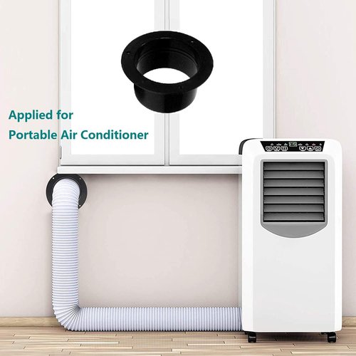 Duct Connector Flange 8"(7.56 Inch) Black Plastic Straight Dryer Vent Wall Plate Wall Trim Pipe Collar for Heating Cooling Ventilation System(200mm)