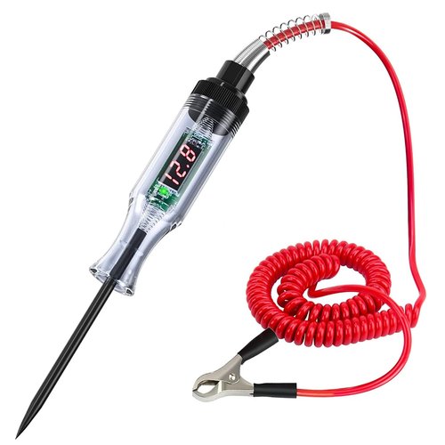 Automotive Test Light, 5-120V Digital Circuit Tester Electrical Test Pen Bidirectional Light Tester with LED Digital Voltage Display, 5.9Ft Extended Spring Wire & Probe for Cars Trucks Vehicles