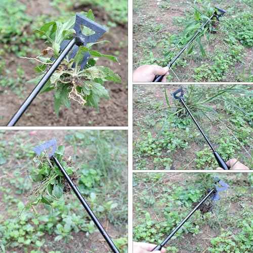 Weed Removal Tool, 2025 New Garden Weeding Tools Manganese Steel Hand Weeder Tool with Handle, 5 Teethes Dual Purpose Manual Weeders Tool Weed Pulling Tool for Garden (Black)