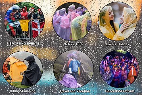 YDYJKI 2 Pack Waterproof Rain Ponchos for Adults with Hood, Reusable Lightweight Emergency Raincoats - One Size Sapphire Blue