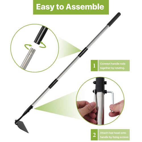 MANXRKUI Draw Hoe Garden Tool, Heavy Duty Garden Hoes for Weeding Long Handle, Easy Stand Up Scraping Weeder Tool for Garden, 5.5 FT Adjustable Weed Hoe with 6-inch Wide Welded Blade