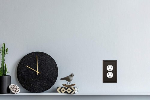 Modern Edge Decorative Wall Plate Switch Plate Outlet Cover, Durable Solid Zinc Alloy (Single Duplex 2PK, Matte Black)