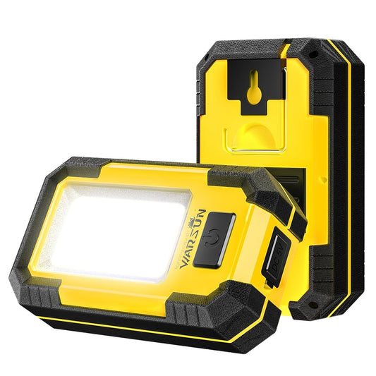 WARSUN 2 PC Portable LED Rechargeable Work Light,Magnetic Base & Hanging Hook, 30W 1200Lumens Super Bright, 5000K, for Car Repairing, Camping, Hiking, Backpacking, Fishing, Hurricane, Yellow