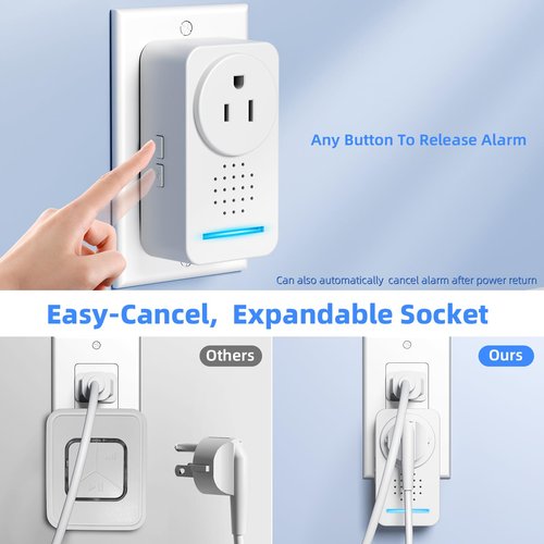 Power Failure Alarm, Super Loud 0-120dB Adjustable 6 Siren Power Outage Alarm for Freezer 12H Alert & HV/LV Alert for Freezer,Fridge, Basement,Garage