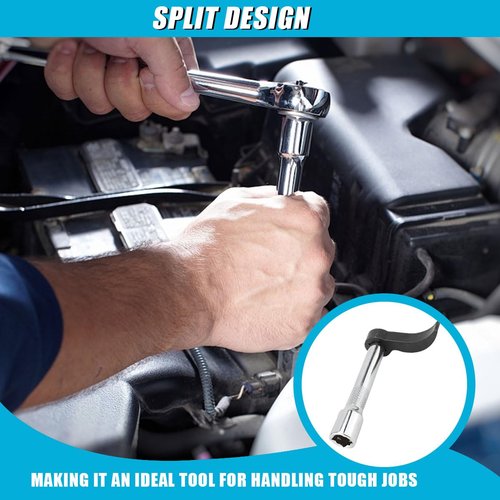 DUSCOKE 3PCS Pry Bar Wrench Adapter - Crowbar Adapter Head Car Repairing Tools with Extension Bar - Half Shaft Removal Tool with 1/2" D 8pt (Square) Profile for Tight Space