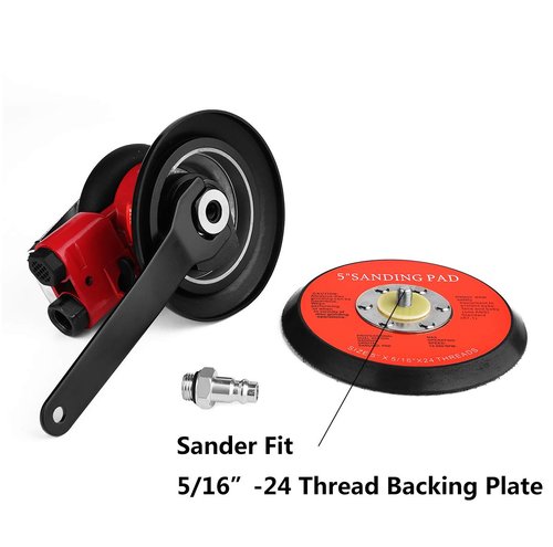 Ouya 5" Air Random Orbital Sander, Red Dual Action Pneumatic Orbit Polisher for Polishing Sanding Waxing
