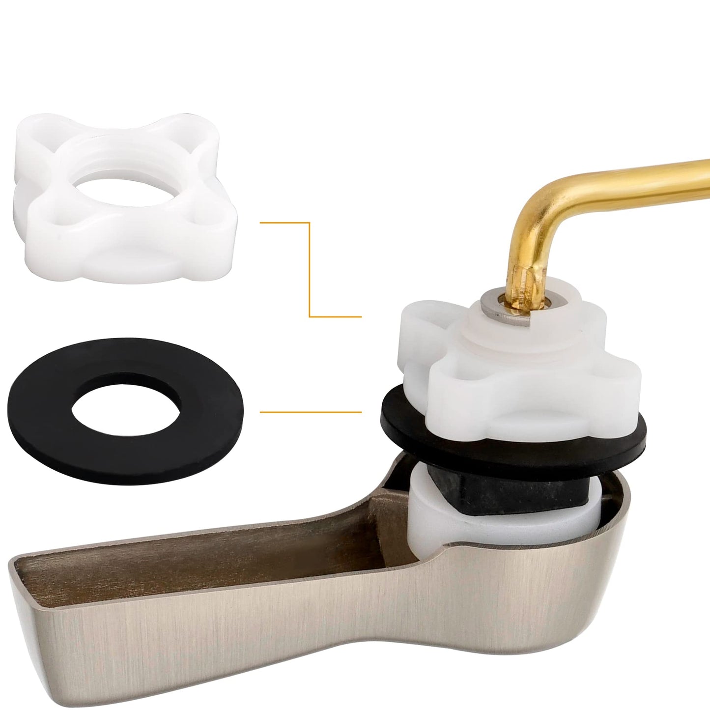 Hibbent Universal Metal Front Mount Toilet Handle Replacement Kit, Brass Toilet Flush Tank Lever with Stainless Steel Flapper Chains for Most Toilets, Brushed Nickel Finish