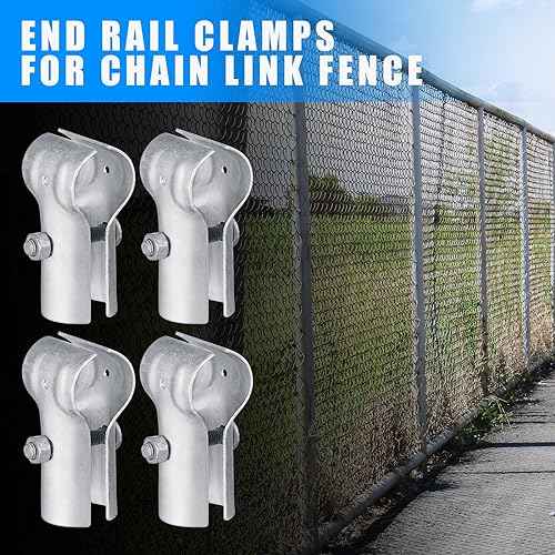 Tandefio 2 Pcs 1-3/8" Pipe Clamp Chain Link Fence T Clamp Galvanized Steel End Rail Clamp for OD Pipe, Bolts and Nuts Included