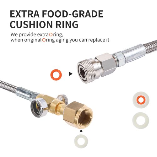 GURUDAR CO2 Cartridges CO2 Tank Direct Adapter with 60Inch High Pressure Hose, CGA320 CO2 Cylinder to Sparkling Water Maker Soda Maker direct Connector for SodaStream Drinkmate Aarke