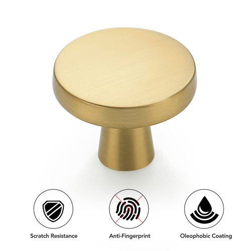 Ravinte 30 Pack Solid Knobs Kitchen Cabinet Round Pulls Dresser Handles Gold Cupboard Hardware Brushed Brass Door Drawer Knobs
