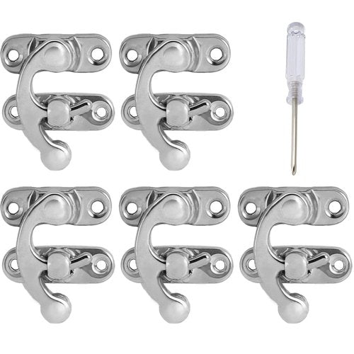 Biaungdo 5pcs Retro Vintage Style Swing Bag Clasp Closure Lock Latch for Furniture Wooden Box Jewelry Case Silver Tone with Mounting Screw & Screwdriver, 33 x 29 mm
