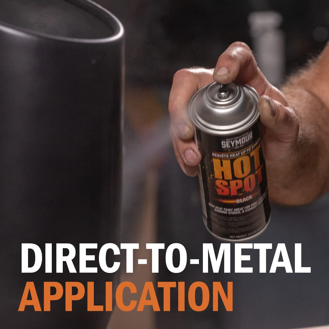 Seymour 16-1201 Hot Spot High Heat Spray Paint Aluminum 12 oz - 1200°F Heat Resistant Coating for Grills, Stoves, Engines, Exhaust, VOC Compliant