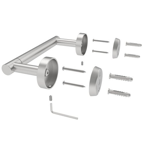 RARXTR Bathroom Toilet Paper Holder Wall Mount SUS304 Stainless Steel Double Post Pivoting Toilet Paper Roll Holder Wall Mounted for Bathroom RV Commercial Toilet Tissue Dispensers, Brushed Nickel