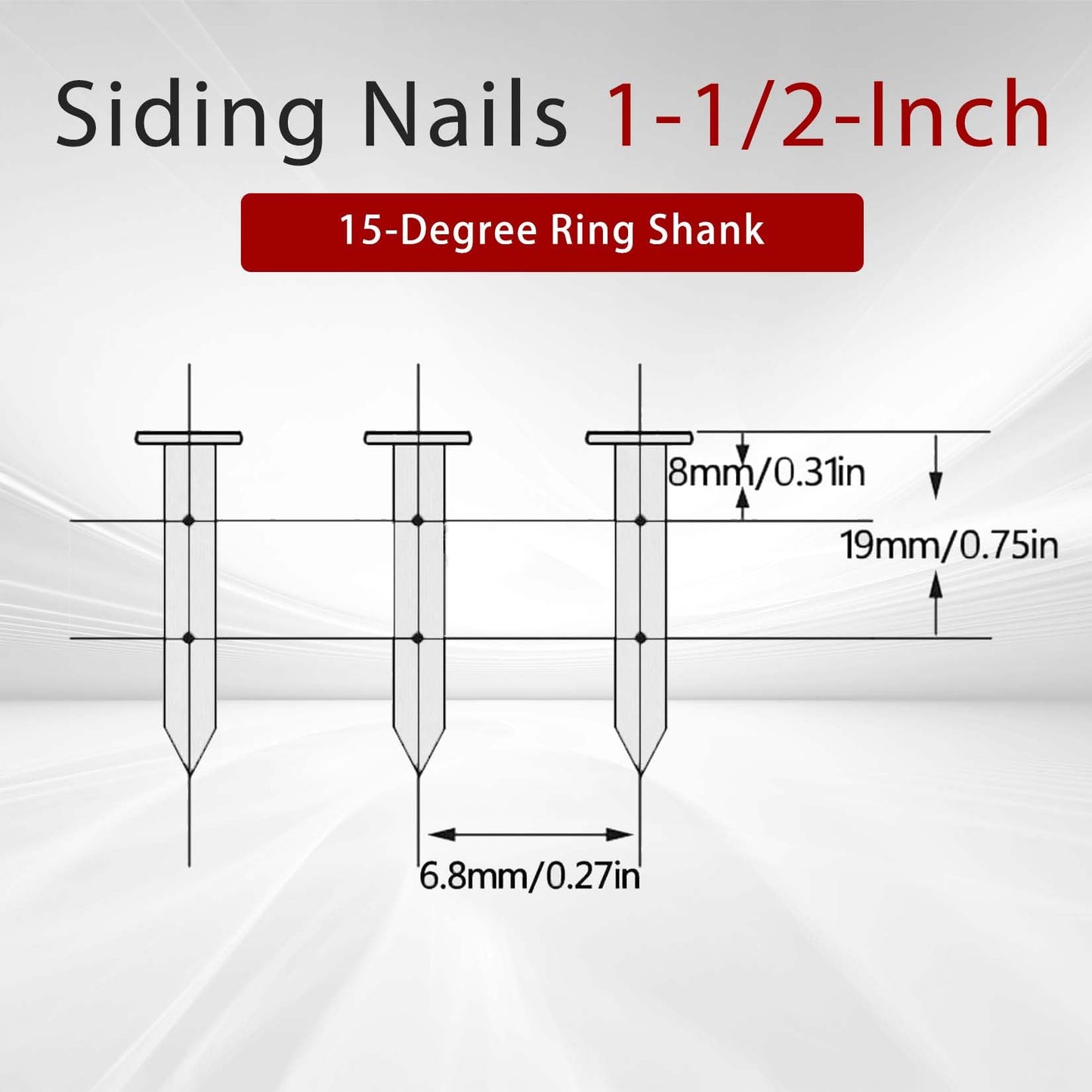 findmall 3600 Count 1-1/2-Inch x .090-Inch Ring Shank Stainless Steel Siding Nails 15-Degree Collated Wire Coil Siding Nails for Wood Siding or Fencing Applications