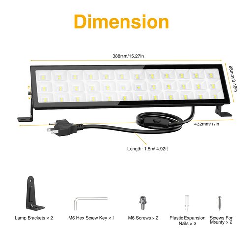 Onforu LED Shop Lights,90W 10000lm Ultra Bright LED Work Lights with Plug,6500K Daylight White Garage Light,IP66 Waterproof Lighting for Garage Warehouses Workshop(2 Pack)