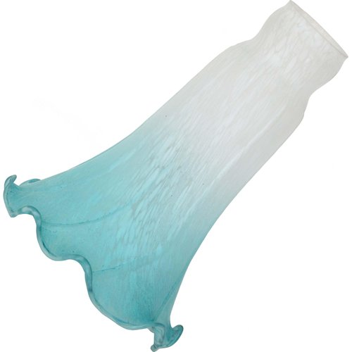 Bieye LS08 Lily Flower Blown Glass Lampshade (White Cyan, Opening I.D. 1.26" x O.D. 1.5")