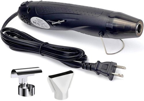 FloweryOcean Mini Heat Gun+Reflector Nozzle Kit 350W Fast Heat Hot Air Gun Overload Protection 2 Temp Setting 392°F-662°F & 6.6Ft Long Cable for Craft Shrink WrappingTubing Stripping Paint