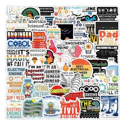 124pcs Engineering Hard Hat Stickers for Tool Box, Helmet - Funny, Prank Meme Vinyl and Waterproof Decals for Mechanics, Electricians, Union, Oilfield, Military, Construction, Weld