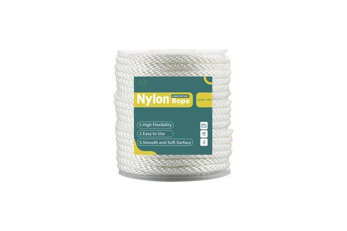 3/8 Inch Nylon Rope 100 Ft Solid Braid High UV and Abrasion Resistance, Multipurpose Tightly Braided Rope, Clothes Line, Flag Line, Marine and Outdoor Twine, Ideal for Indoor and Outdoor Applications