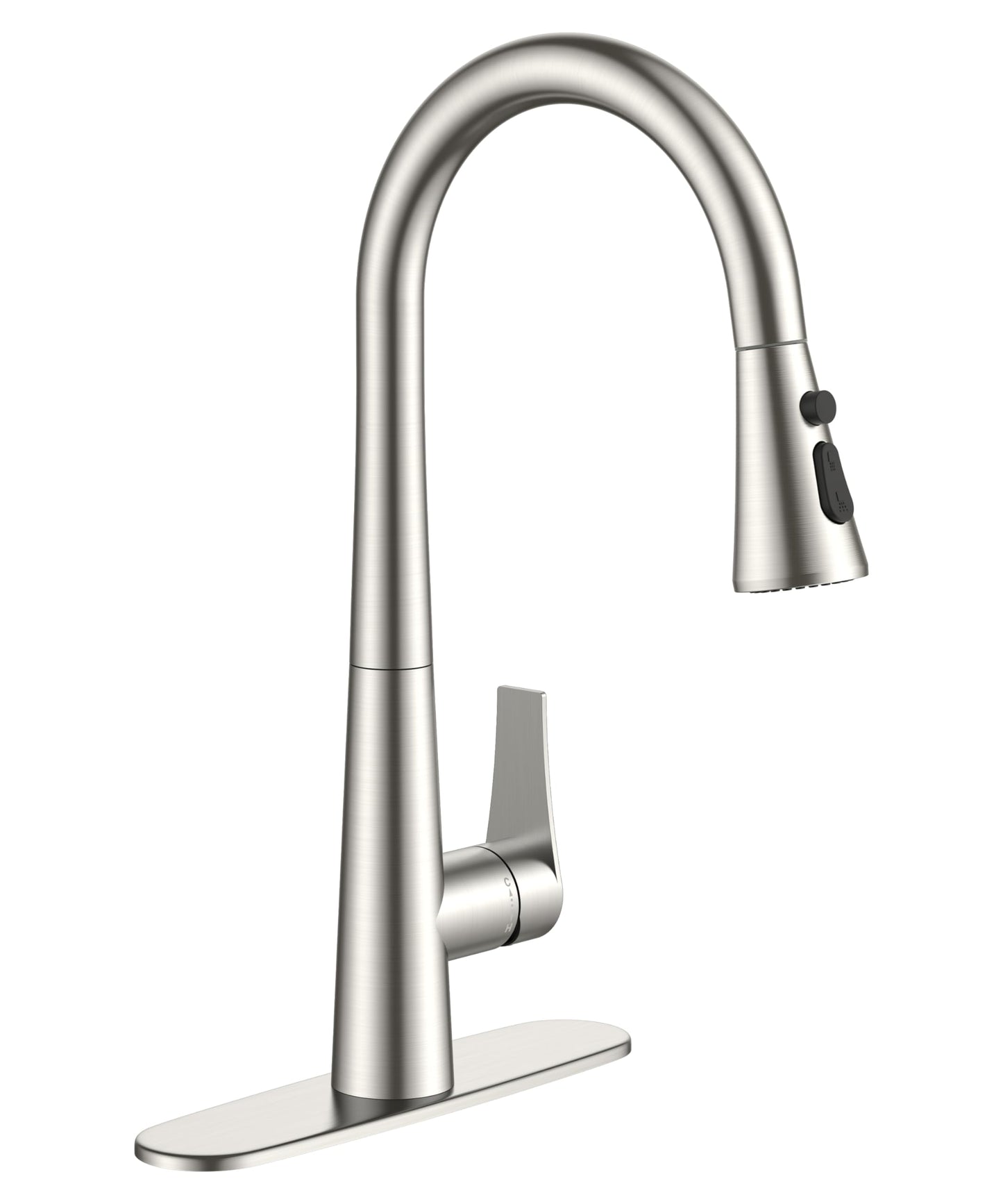 FORIOUS High Kitchen Faucet with Pull Down Sprayer Brushed Nickel, High Arc Stainless Steel Faucet for Kitchen Sink Single Handle 3 Modes with Deck Plate for 1 or 3 Hole, Fit for RV Bar Laundry