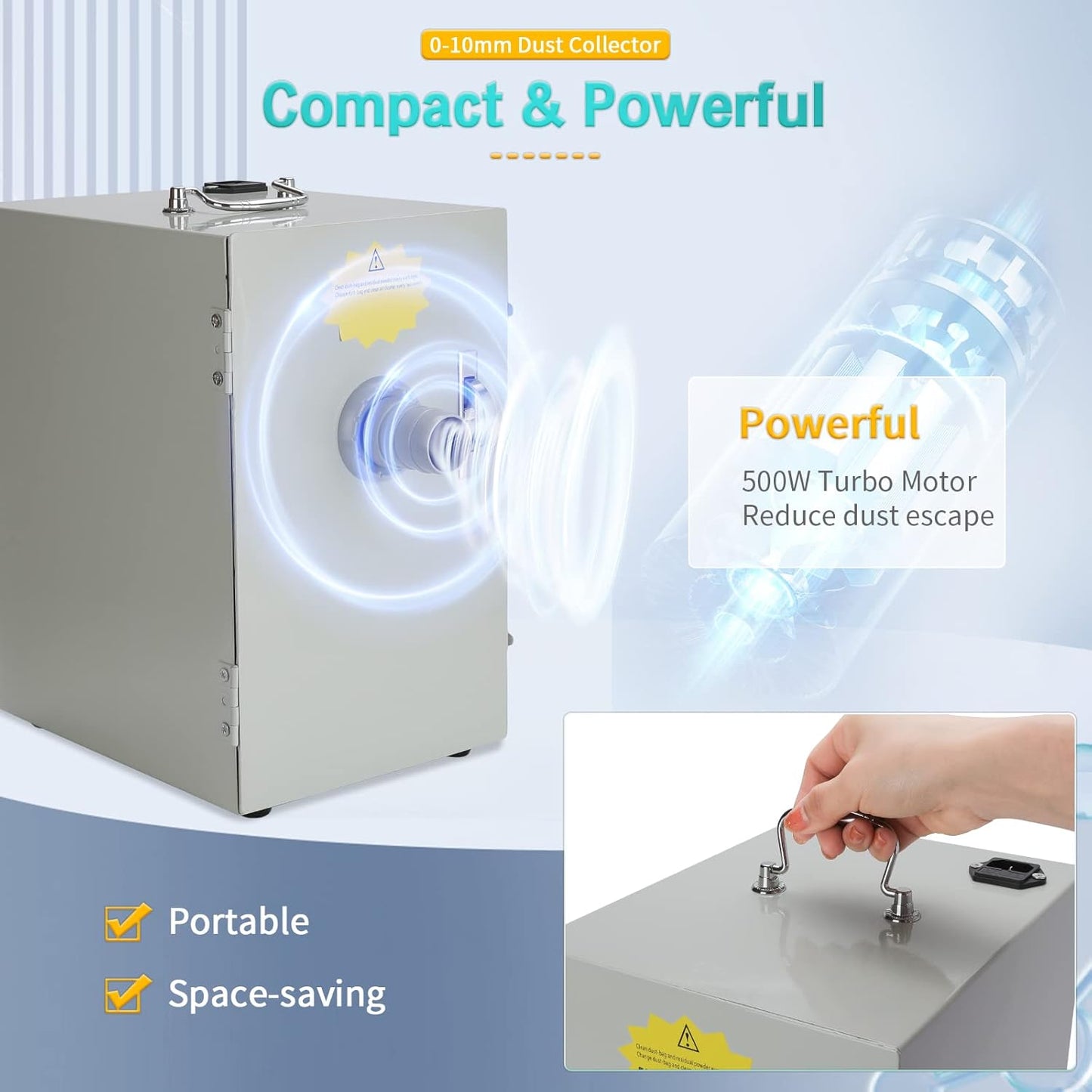 Dental Lab Grinding Vacuum Cleaner Single-Row Digital Dust Collector 110V 370W Silent Vacuum Dust Extractor for Laboratory