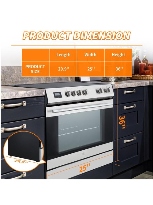 Garvee 30" Electric Range 5 Cu.Ft. Capacity with 4 Burners Glass Cooktop, Convection Oven, 6 Cooking Functions, Stainless Steel Freestanding Electric Range Oven with Front Control, Silver