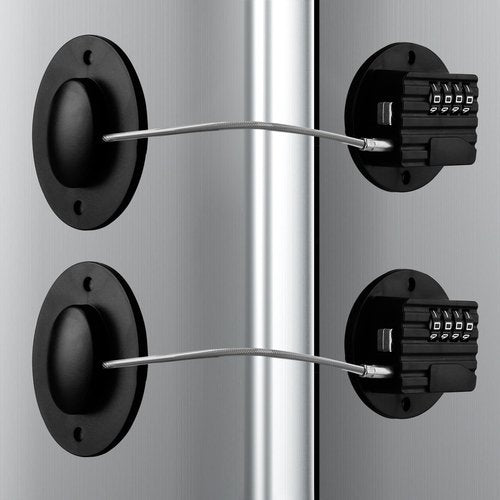 Refrigerator Lock with Combination, Keyless Security Lock for Freezers, Cabinets, Drawers, Easy Installation (2, Black)