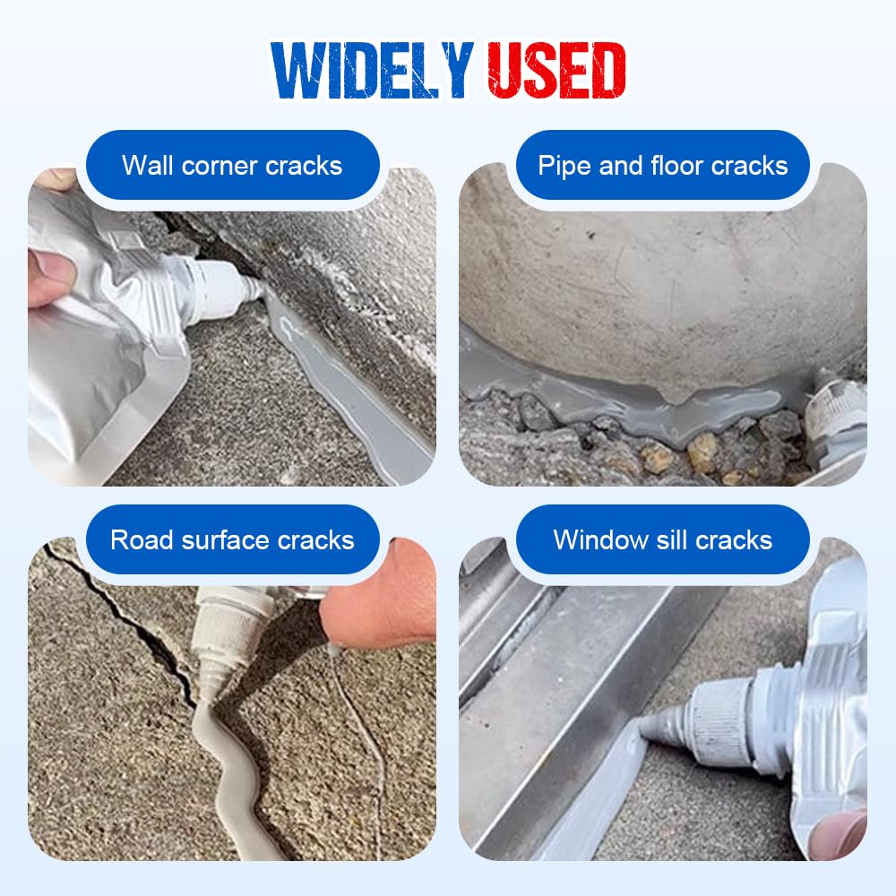 Heavy-Duty Concrete Crack Repair Adhesive – Quick-Drying Waterproof Sealer for Outdoor Concrete, Home Repairs, and Renovations (Grey, 200G)