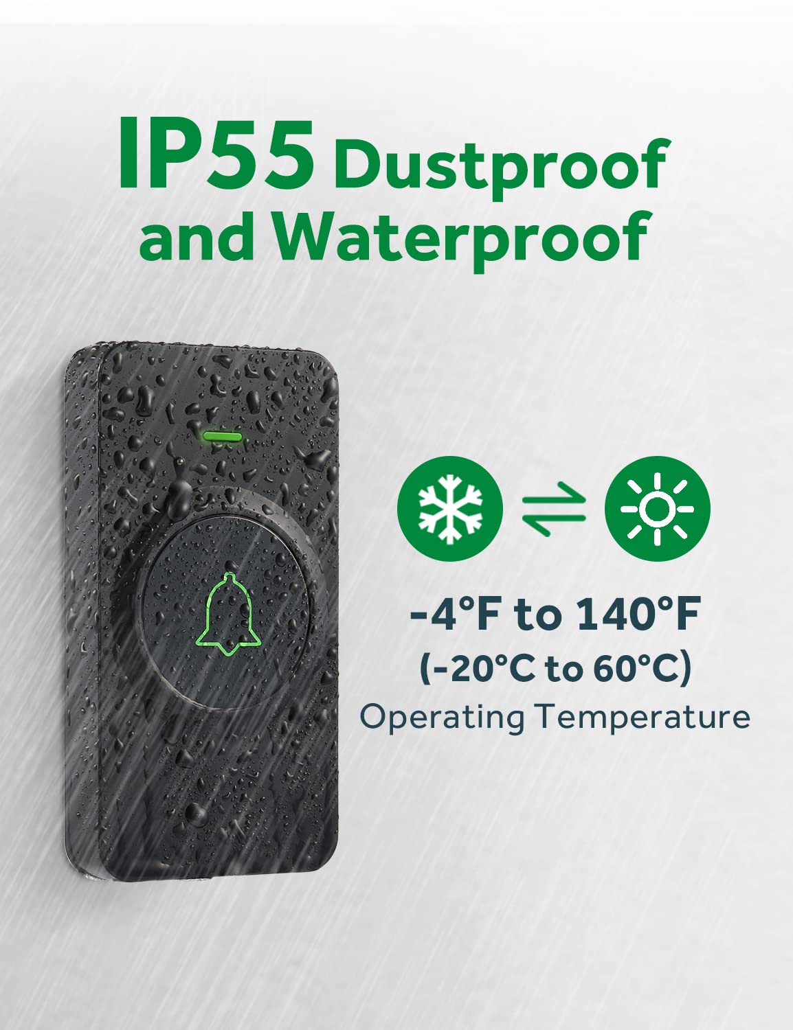 AVANTEK Wireless Door Bell, BA-11 Waterproof Battery Operated Doorbell Chime Operating at 1000 Feet, Portable Door Chime kit with 52 Melodies, 5 Volume Levels, and CD Quality Sound