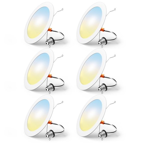 FREELICHT 6 Pack Retrofit LED Recessed Lighting 6 Inch, Selectable 2700K/3000K/4000K/5000K/6000K, Dimmable Flat LED Can Lights, 10W=110W, 1000LM, IC & Damp Rated, ETL & FCC, White