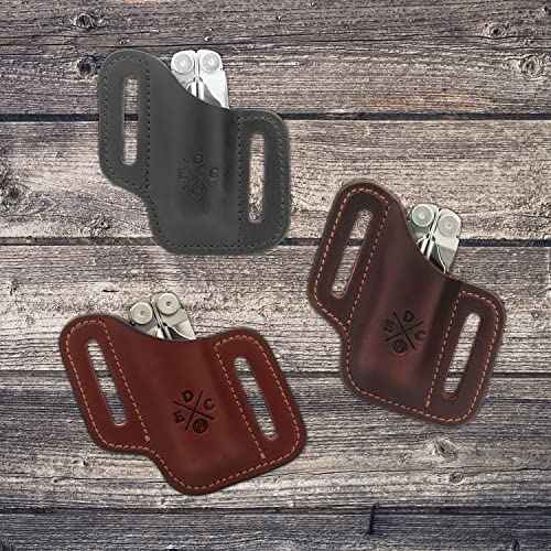 Multitool Sheath, Leather Case Pouch for Belts - Compatible with Full Size Leatherman, Gerber, SOG and Similar Sized Multitools - Canted, Easy Slide