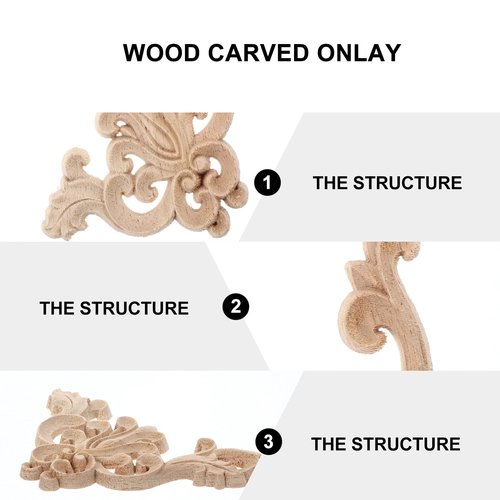 Chinese Style Wood Carved Onlay 4 pcs Wood Carved wood onlay applique corner onlay wood onlays for furniture Onlay Wood Carved Wooden Applique